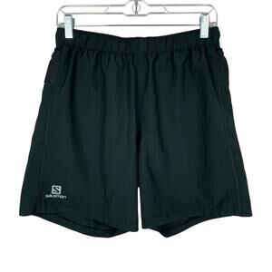 Salomon Agile Athletic Running Shorts Lined Pockets Black 6" Inseam Men's M